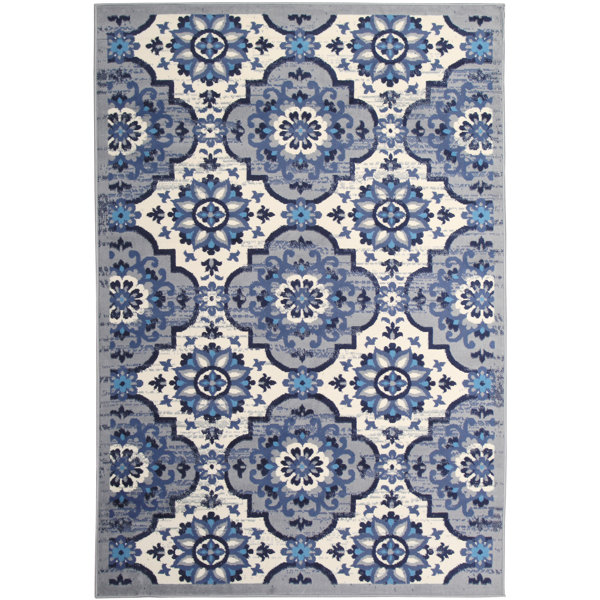 Alcott Hill® Asdsit Power Loom Gray/Blue/White Rug Wayfair